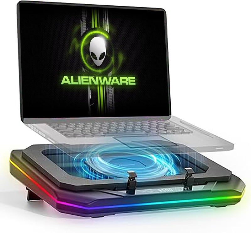 PHAPPY Cooling Pad for Dell Alienware m18 R2 R1 area-51 18 inch Gaming Laptop, It is a Well Deserved Heat Dissipation Monster,Cooler with Powerful Turbo Fan Can Fast Cooling,6 RGB Light Mode,Touch Start ﻿ - Image 1